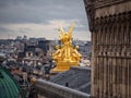 Panorama of Paris. Top view of the roofs of houses. Classic view of Paris - tiled roofs and chimneys Royalty Free Stock Photo