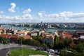 Panorama on Parliament of Budapest and Danube river in Hungary. Royalty Free Stock Photo