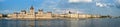 Panorama of Parliament building and river Danube in Budapest, Hungary