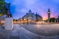 Panorama of Parliament Square and Queen Elizabeth Tower in London, United Kingdom