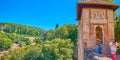 Panorama of Partal chapel and Generalife gardens, Alhambra, Granada, Spain Royalty Free Stock Photo