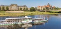 Panorama of a passenger ship at the Elbe river in Dresden Royalty Free Stock Photo