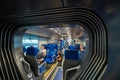 Panorama of passengers inside the Leonardo Express train from Fiumicino Airport to Roma Termini in Rome in 2023 in Italy Royalty Free Stock Photo