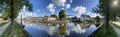 Panorama from a path next to a canal in Sneek