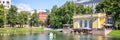 Panorama of Patriarch pond, Moscow Russia