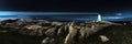 Panorama of Peggys Cove Lighthouse, Nova Scotia at night