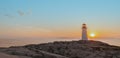 Panorama of Peggys Cove's Lighthouse at Sunset