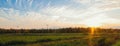 Panorama of PEI rural scene at fall with windmills Royalty Free Stock Photo