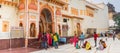 Panorama people in front of the Ram Raja temple of Orchha