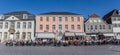 Panorama of people sitting and drinking on the central square of Lippstadt