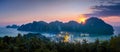 Panorama of Phi Phi island view point at sunset Royalty Free Stock Photo