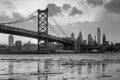 Panorama of Philadelphia skyline, Ben Franklin Bridge and Penn's Royalty Free Stock Photo