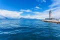 Photo of lighthouse in Patras, Achaia, Peloponnese, Greece. Royalty Free Stock Photo