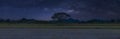 Panorama photo Milky way galaxy at night. Image contains noise and grain due to high ISO. Image also contains soft focus and blur. Royalty Free Stock Photo