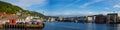 Panorama photo Port of Bergen wharf harbor Royalty Free Stock Photo
