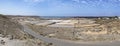 Panorama photo of the salt production Salino De Janubio, Lanzarote, Spain Royalty Free Stock Photo