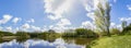 Panorama photo in the spring of a pond in the Westerpark in Zoetermeer, Netherlands Royalty Free Stock Photo