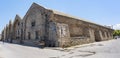 Panorama photo of the Venetian Shipyards Arsenals in the old harbor of Chania, Crete, Greece Royalty Free Stock Photo
