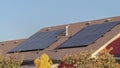 Panorama Photovoltaic solar panels on a house roof Royalty Free Stock Photo