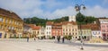 Panorama of the Piata Sfatului square in Brasov Royalty Free Stock Photo