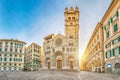 Panorama of Piazza San Lorenzo in the morning with Cathedral of