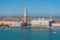 Panorama of Piazza San Marco, Campanile and Doge Palace. Royalty Free Stock Photo