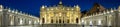 Panorama in Piazza San Pietro, or Saint Peters Square, during the blue hour with a view of the basilica Royalty Free Stock Photo