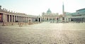 Panorama In Piazza San Pietro, Or Saint Peters Square, In Daylight With A View Of The Basilica