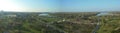 Panorama picture of the confluence of the Sava river and the Danube river in Belgrade, Serbia Royalty Free Stock Photo