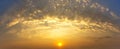 Panorama picture of nature morning golden sky and cloud with sunrise background Royalty Free Stock Photo