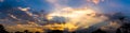 Panorama picture of sky twilight colorful cloudy and sliver lining, Royalty Free Stock Photo