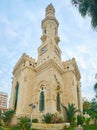 Panorama of Al Qaed Ibrahim Mosque in Alexandria, Egypt Royalty Free Stock Photo