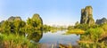 Panorama on the picturesque banks of the Li River, China