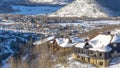 Panorama Picturesque Park City Utah winter landscape with snowy homes and frosted hills