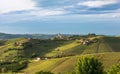 Panorama of Piedmont vineyards and Barbaresco town Royalty Free Stock Photo