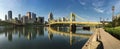 Panorama of the Pittsburgh city center between two bridges