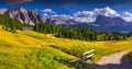 Panorama of the Pizes de Cir ridge and Sassolungo (Langkofel) Royalty Free Stock Photo