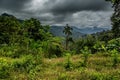 Panorama of plateaus and mountains of Panama on the way to Reserva Forestal de Fortuna and Punta Pena.