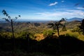 Panorama of plateaus and mountains of Panama on the way to Reserva Forestal de Fortuna and Punta Pena.