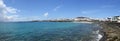 Panorama of Playa Blanca seafront Lanzarote.