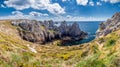 Panorama of Pointe du Pen-Hir on the Crozon peninsula, Flowering Royalty Free Stock Photo