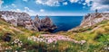 Panorama of Pointe du Pen-Hir with World War Two monument to the