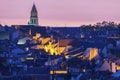 Panorama of Poitiers at sunset with Notre-Dame la Grande