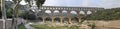 Panorama of Pont du Gard ancient Roman aqueduct Royalty Free Stock Photo