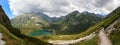 Panorama of Popradske pleso lake valley in High Tatra Mountains, Slovakia, Europe