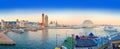 The panorama from the Port of Kobe in the twilight.