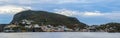 The panorama of the port of Ponza island in summer - Lazio, Italy. Coloured houses, boats, ferry in the harbour. Royalty Free Stock Photo