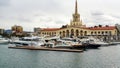 Panorama of the port with yachts in Sochi, Russia - March 28, 2019