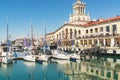 Panorama of the port with yachts in Sochi, Russia - March 30, 2019