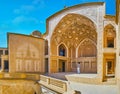 Panorama of the portal of courtyard in Abbasi House, Kashan, Ira